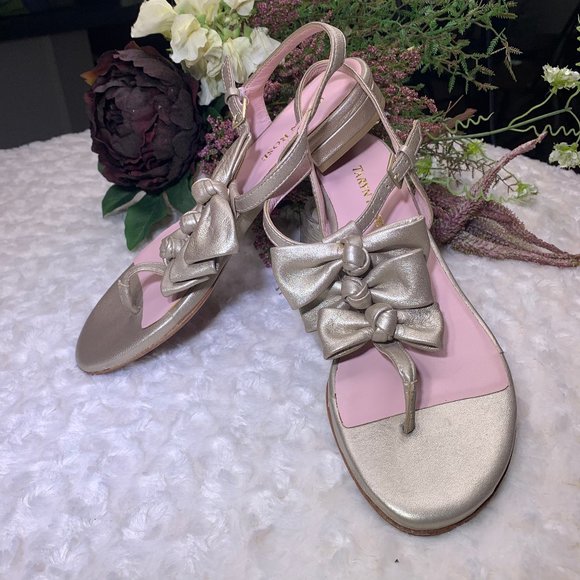 Taryn Rose Champagne Bow Sandal sz 8 - Picture 2 of 5